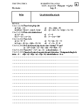 Bài kiểm tra số 01 môn Đại số 8